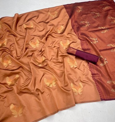 Nimidiya Woven Kanjivaram Pure Silk, Art Silk Saree(Orange, Purple)
