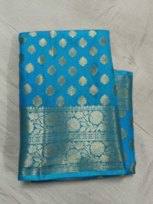 Muskan Fashion House Woven Banarasi Silk Blend Saree(Light Blue)