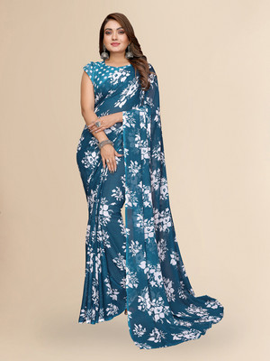 kashvi sarees Floral Print Daily Wear Georgette Saree(Dark Green)