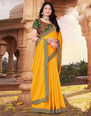 Samah Dyed, Embellished Bhagalpuri Silk Blend Saree(Yellow)