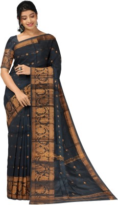 saree star Self Design Tant Cotton Silk Saree(Black)