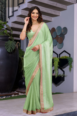 MADHUR HAND WORK ART Embellished Bollywood Georgette Saree(Green)