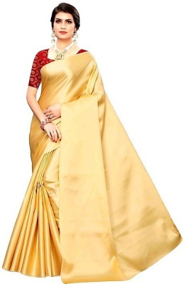 Arpita Fashion Solid/Plain Bollywood Satin Saree(Gold)