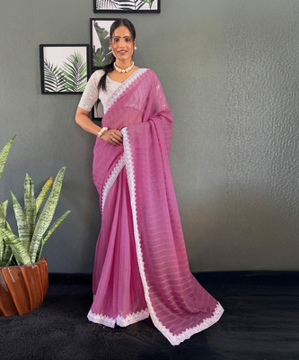 Satrani Embellished Bollywood Chiffon Saree(Pink)
