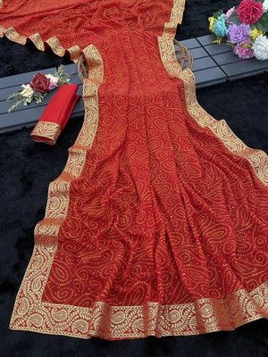 YASHIKA Woven Daily Wear Georgette, Lace Saree(Red)