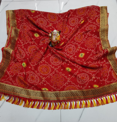 SHIV COLLECTION Printed Bandhani Georgette Saree(Red)