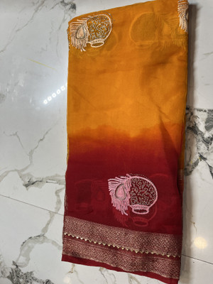 GENRAL Woven, Embroidered, Floral Print, Blocked Printed Bollywood Organza Saree(Pink)