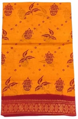 Rabbaniya Dyed Handloom Pure Cotton Saree(Yellow)