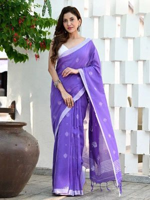 Joyguru Textile Printed Handloom Handloom Pure Cotton Saree(Blue)
