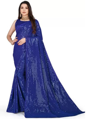 siddharth textiles Embellished Bollywood Georgette Saree(Blue)