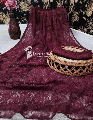 Vragi Dyed, Woven Bollywood Net Saree(Maroon)