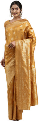 Akhilam Woven Banarasi Silk Blend Saree(Mustard)