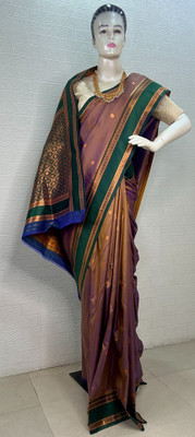 Beautiful Collection Printed Paithani Pure Silk Saree(Brown)