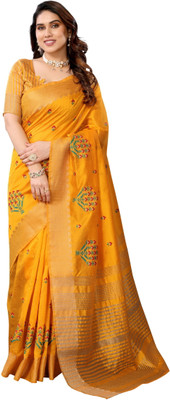 Moda Rapido Woven, Temple Border Assam Silk Cotton Silk Saree(Gold)