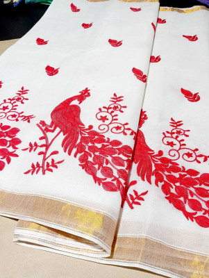 Minu Fashion Self Design Tant Pure Cotton Saree(Red)