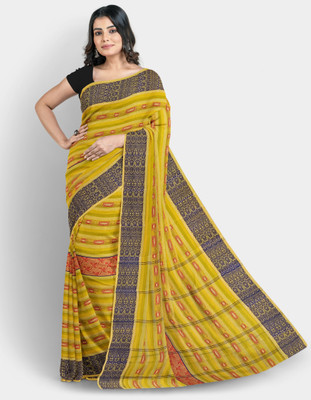 Mayabi Woven Handloom Pure Cotton Saree(Yellow)