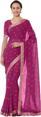 MIRCHI FASHION Printed, Embroidered Bandhani Georgette Saree(Pink)