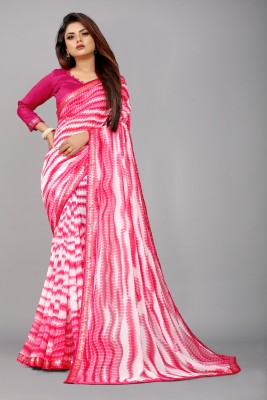 Georgette Saree Printed Bollywood Georgette, Chiffon Saree(Pink)
