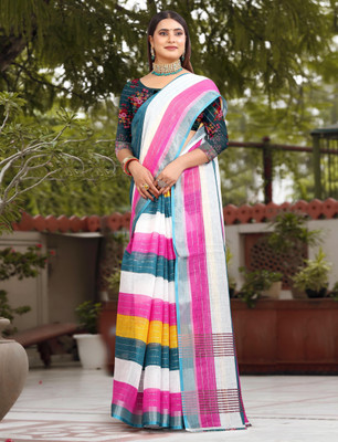 VISHNU Self Design Kanjivaram Pure Cotton, Cotton Linen Saree(Grey)