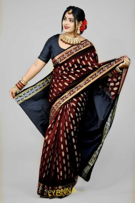 LYANNA Temple Border Sambalpuri Handloom Art Silk Saree(Maroon)