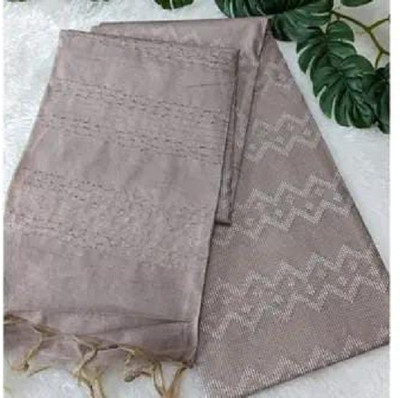 A R HANDLOOM Solid/Plain Bollywood Viscose Rayon, Silk Blend Saree(Grey)