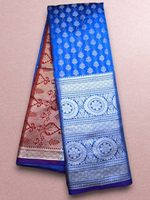 Prachi Silk Self Design, Woven Banarasi Art Silk Saree(Light Blue)