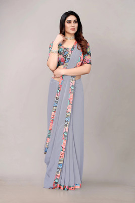 NESHVI ENTERPRISE Floral Print Bollywood Georgette Saree(Grey)
