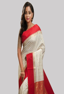 Destination Woven Kanjivaram Jacquard Saree(Cream)