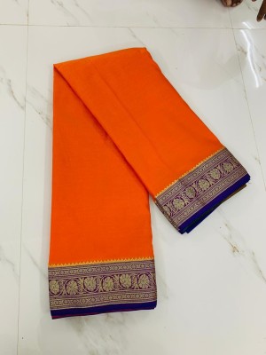 rgsaree Woven Banarasi Cotton Silk Saree(Orange, Purple)