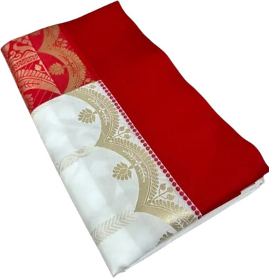ARCTIC SAREES Temple Border Kanjivaram Handloom Art Silk Saree(White)