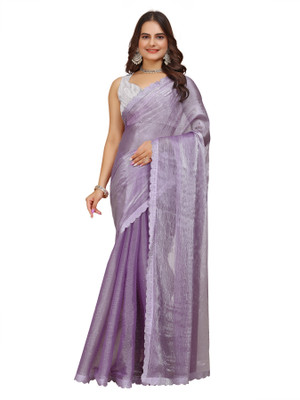 Tejal Creation Self Design Bollywood Chiffon Saree(Purple)