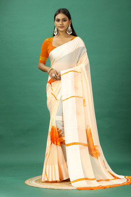nirmal creation Self Design Bollywood Satin Saree(Orange)