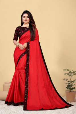 Vastram Enterprise Self Design Bollywood Silk Blend Saree(Red)