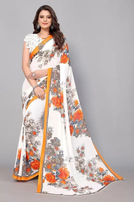Suali Digital Print Bollywood Georgette Saree(Orange)