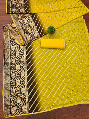 supalee tex Printed Bandhani Georgette Saree(Gold)