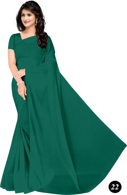 STAVA CREATION Solid/Plain Bollywood Georgette Saree(Light Green)