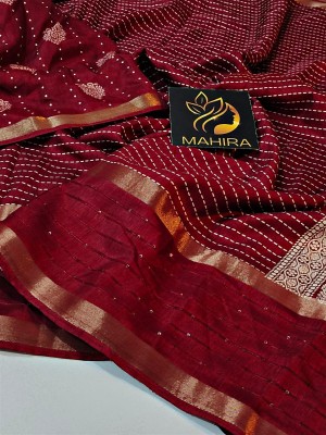 Nimidiya Printed, Woven Bollywood Silk Blend Saree(Maroon)