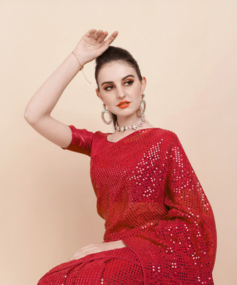 Divastri Self Design Bollywood Georgette Saree(Red)