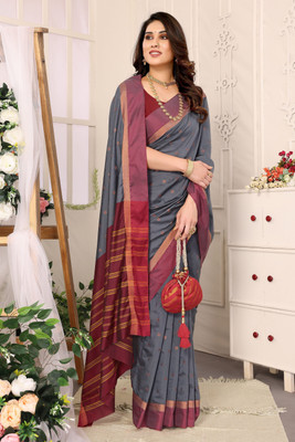 Soor Panchi Printed Bollywood Cotton Silk Saree(Grey)