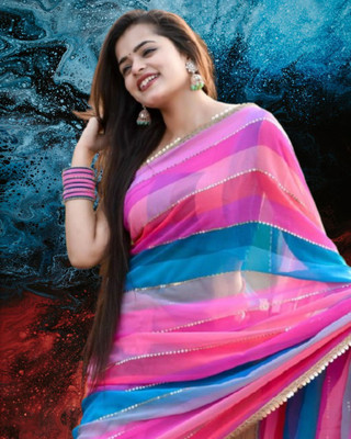 SHOBHTESH Striped Bollywood Georgette Saree(Multicolor)
