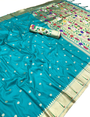 KALKEE FASHION Embroidered Banarasi Jacquard, Pure Silk Saree(Light Green)