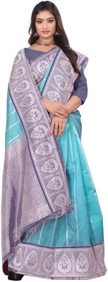 PARAMPARA CREATION Woven Kanjivaram Pure Silk Saree(Light Blue)