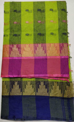 HARE KRISHNA ENTERPRISE Printed Tant Pure Cotton Saree(Light Green)