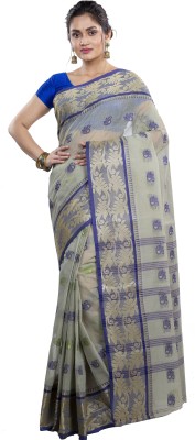 DipDiya Woven Tant Pure Cotton Saree(Grey)