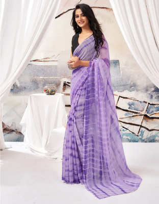 all about you Printed Daily Wear Chiffon Saree(Purple)