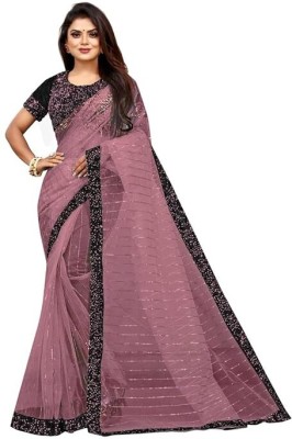 Mb Fashion Embroidered Bollywood Net Saree(Pink)