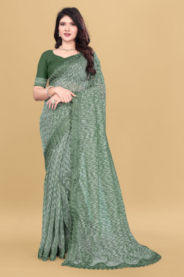 Julee Embellished Bollywood Lycra Blend Saree(Green)