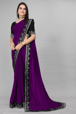 Om Sai Creation Woven, Self Design Bollywood Georgette Saree(Purple)