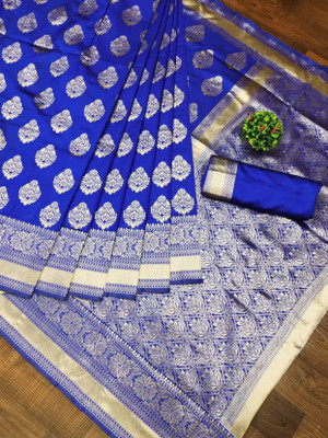 signagraph Woven Kanjivaram Satin, Tussar Silk Saree(Blue)