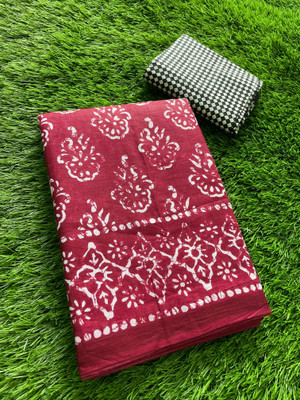 shreeji ecom Printed Ikkat Pure Cotton Saree(Pack of 2, Grey, Pink)